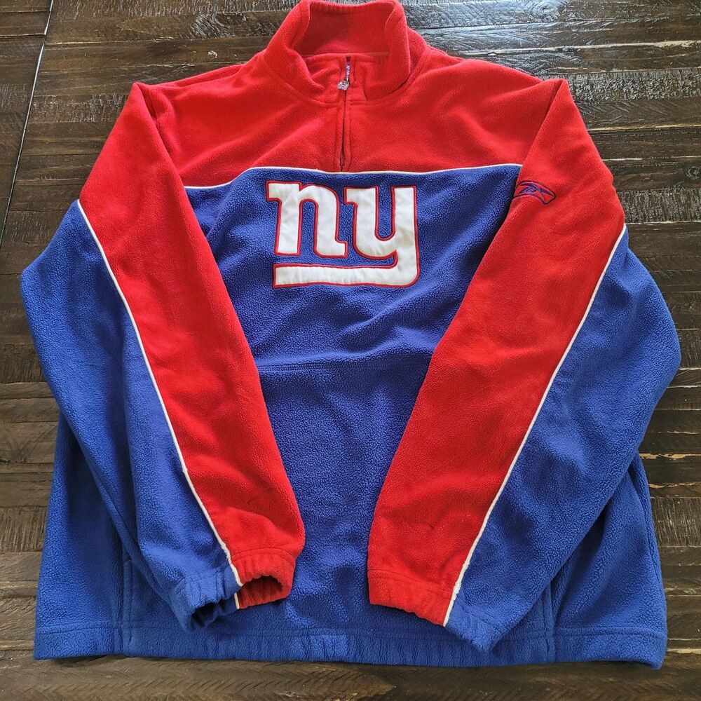 New York Giants Reebok Logo Athletic 1/4 Zip Fleece Sweatshirt Men’s Small NFL